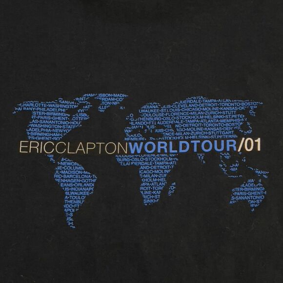 Vintage Y2K 2001 Eric Clapton World Tour Black Tee T-Shirt - Men's Size Large - Picture 5 of 7